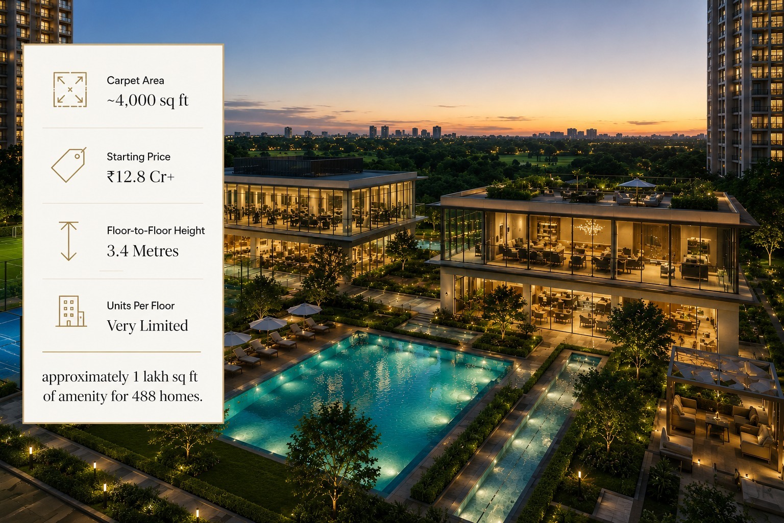 Ultra-luxury 4 BHK apartment interior Golf Course Road Gurgaon 4000 sq ft family residence
