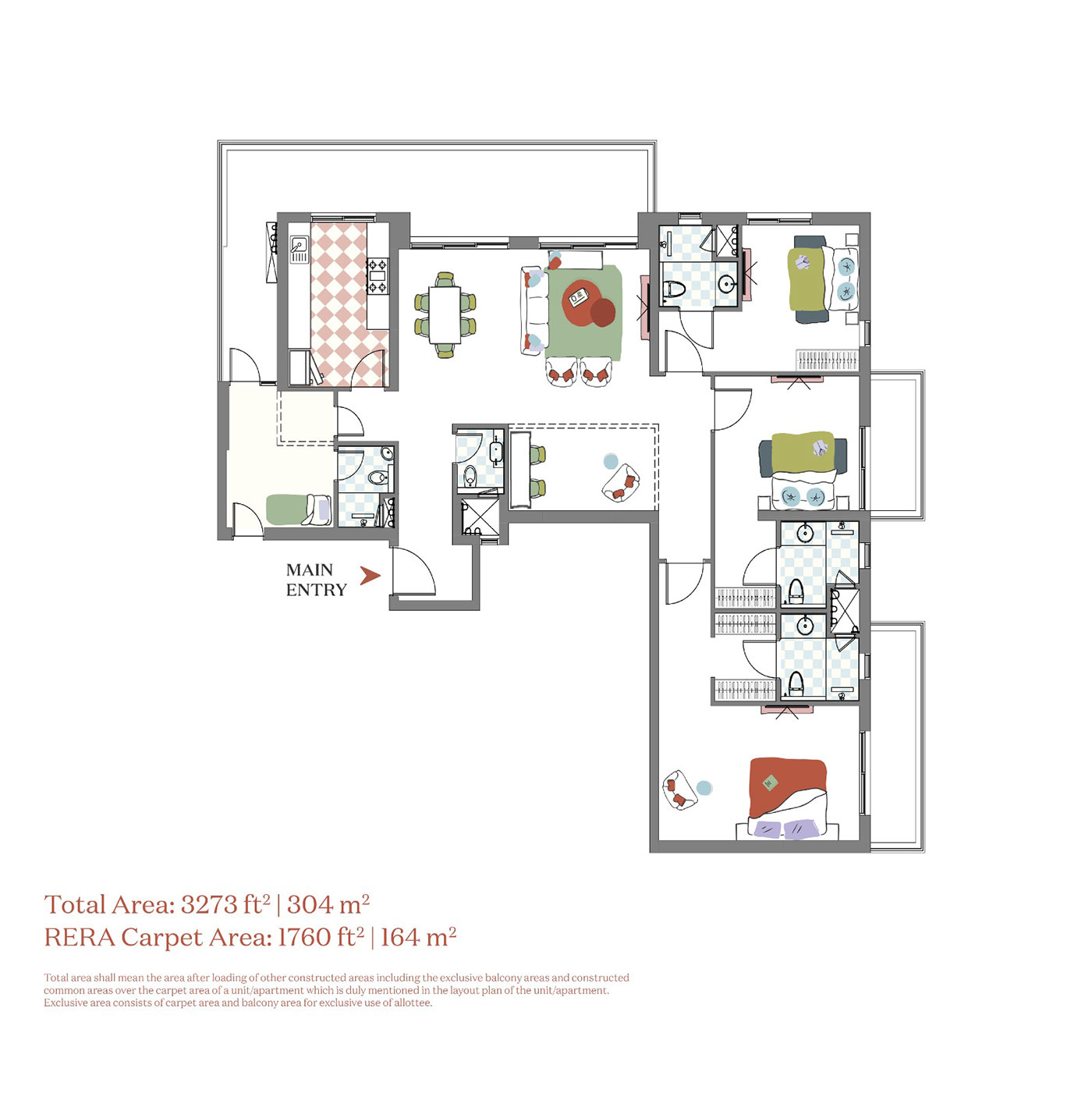 Max Antara 3 BHK+ Type A floor plan — largest senior living residence at Estate 361, Sector 36A Gurgaon