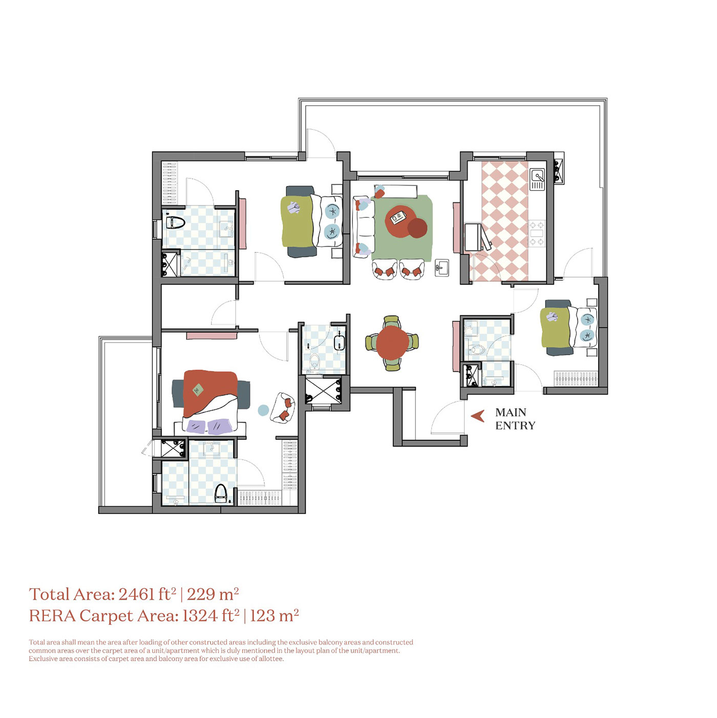 Max Antara 3 BHK Type B floor plan — senior living residence at Estate 361, Gurgaon